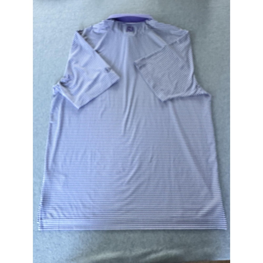 FootJoy Polo Shirt Mens XL Purple Stripe Short Sleeve Golf Stretch Bonitz Logo - Picture 9 of 10
